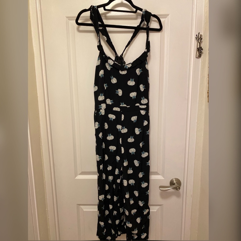 Black Jumpsuit with white flowers